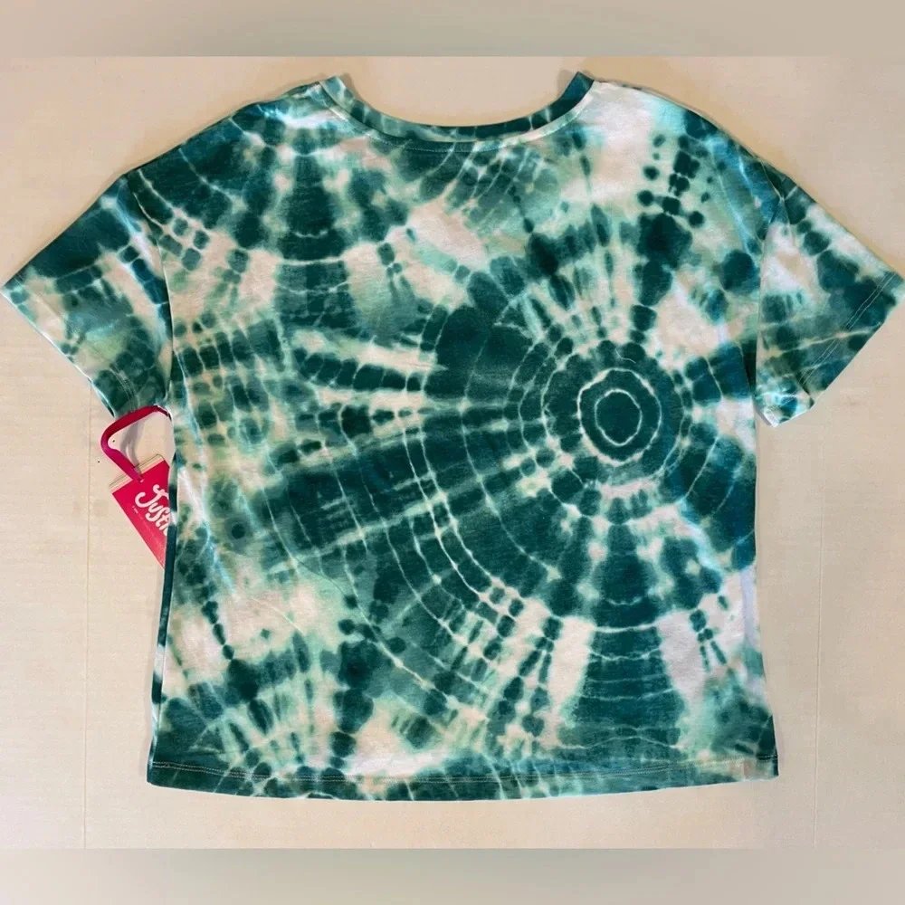 Justice Green Tie-dye Short Sleeve Tee T-shirt With Sequines Size XL (16/18) NWT